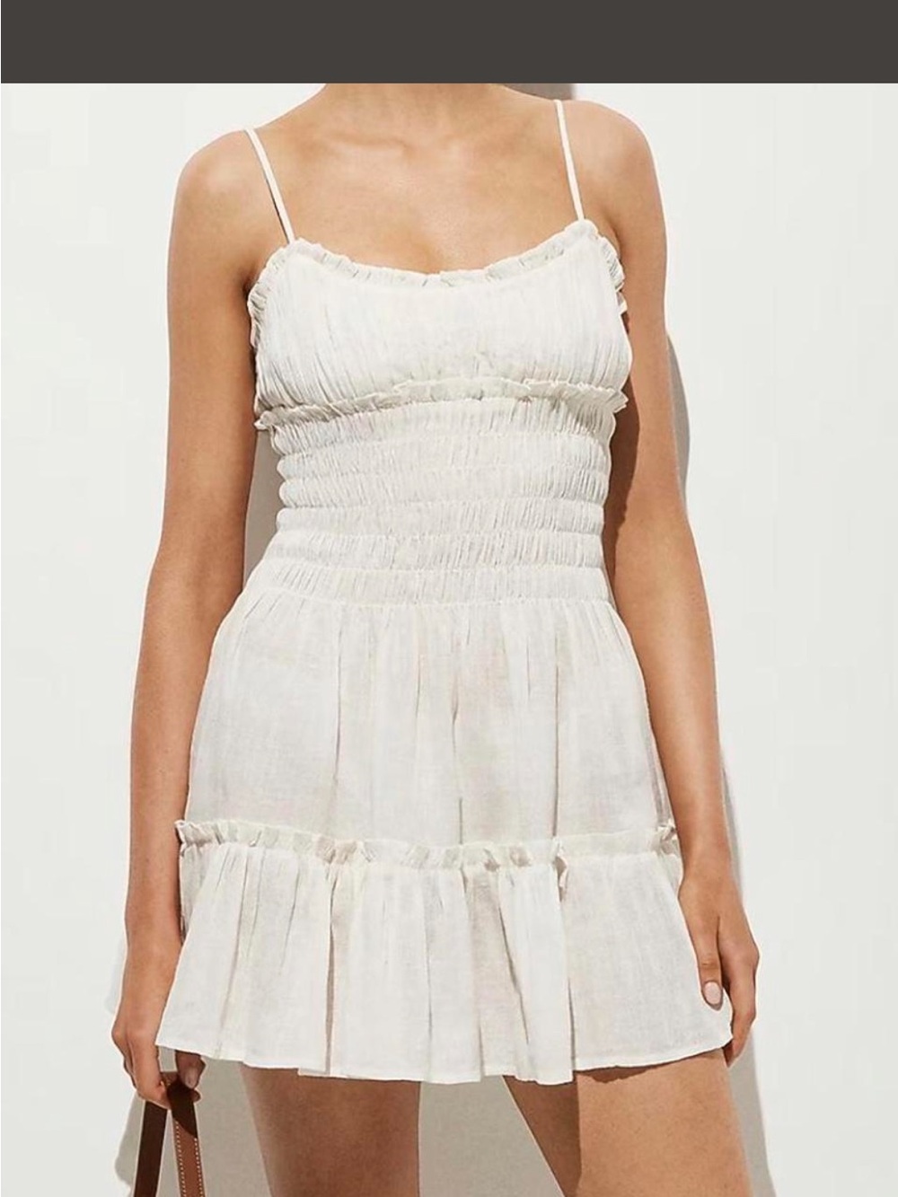 J. Crew White Smocked Spaghetti-Strap Mini Dress